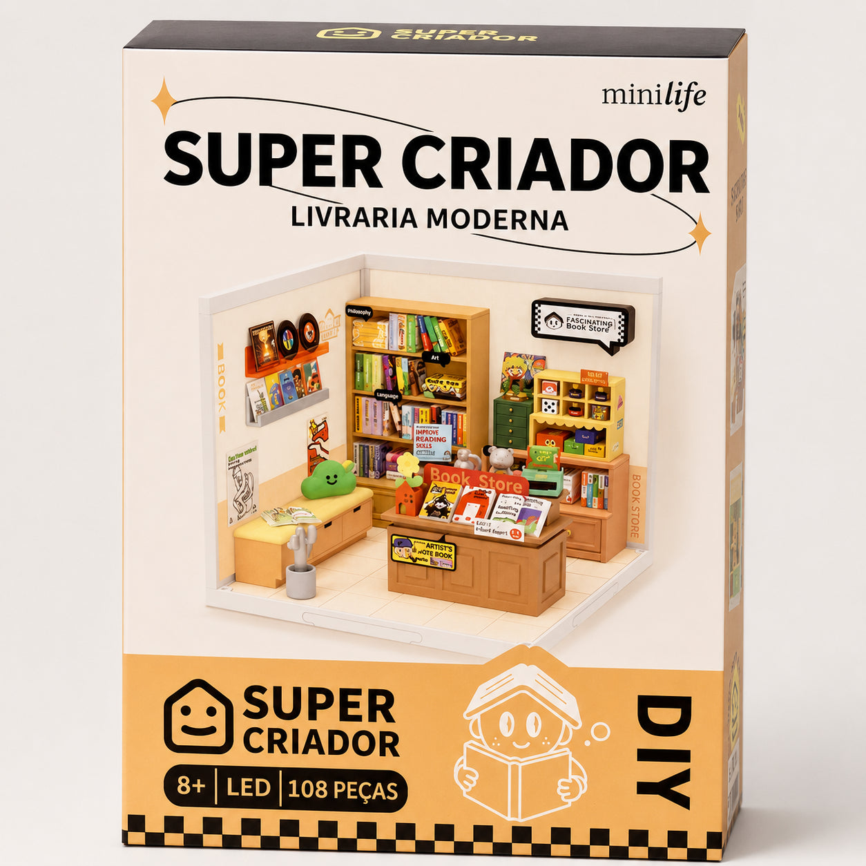 livraria encantada casa miniatura - imagem caixa do produto