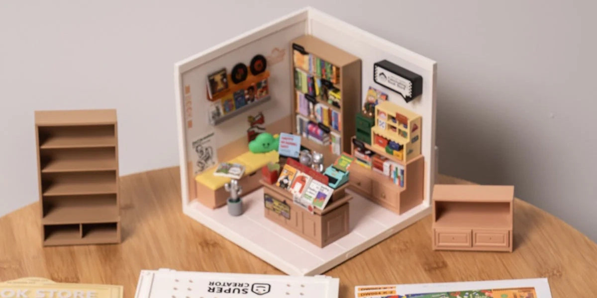 livraria encantada casa miniatura - montagem imagem 1