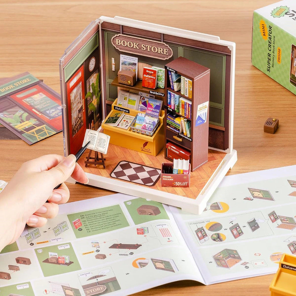 livraria nostalgica casa miniatura - montagem imagem 2