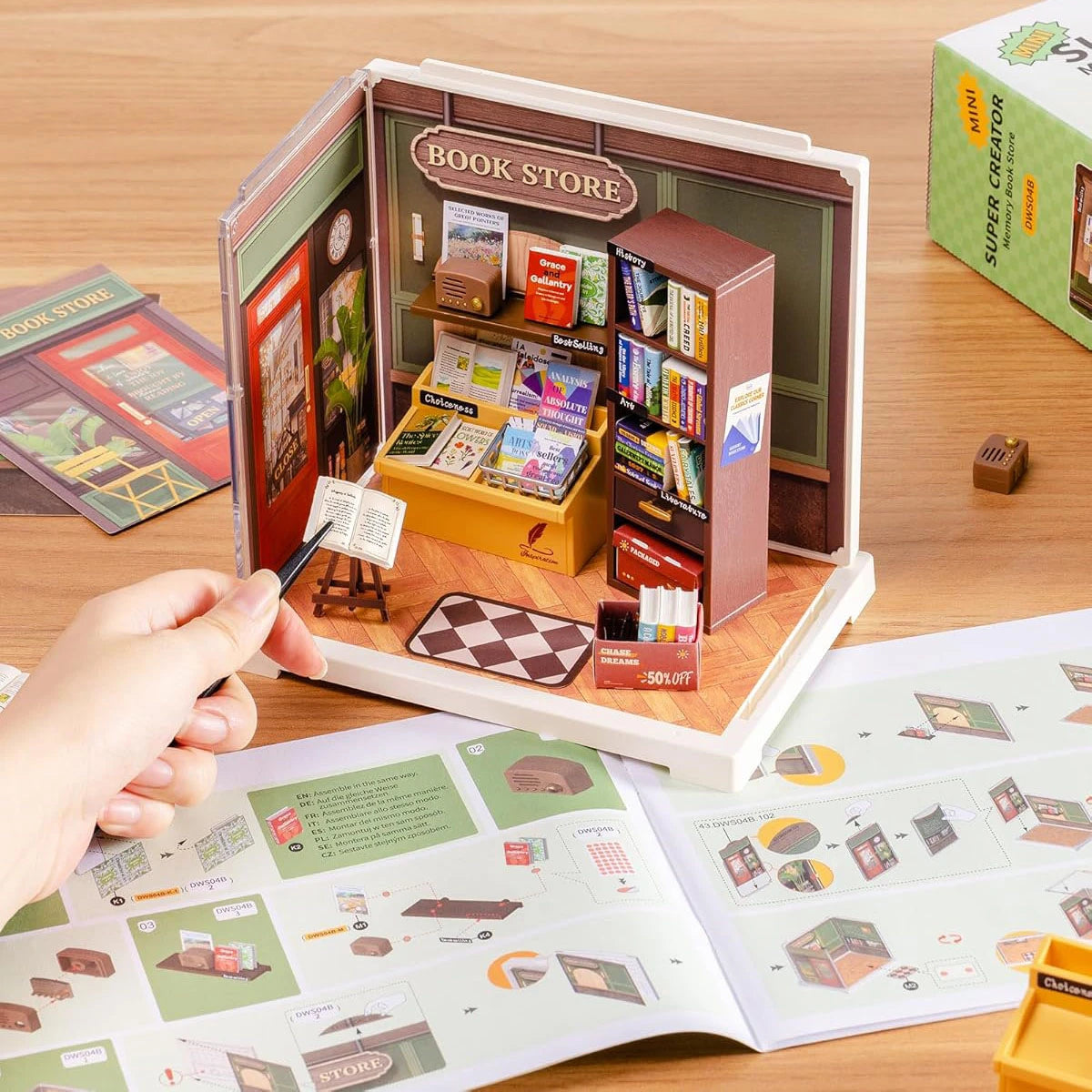 livraria nostalgica casa miniatura - montagem imagem 2