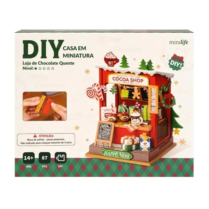 loja chocolate quente miniatura diy - imagem caixa do produto
