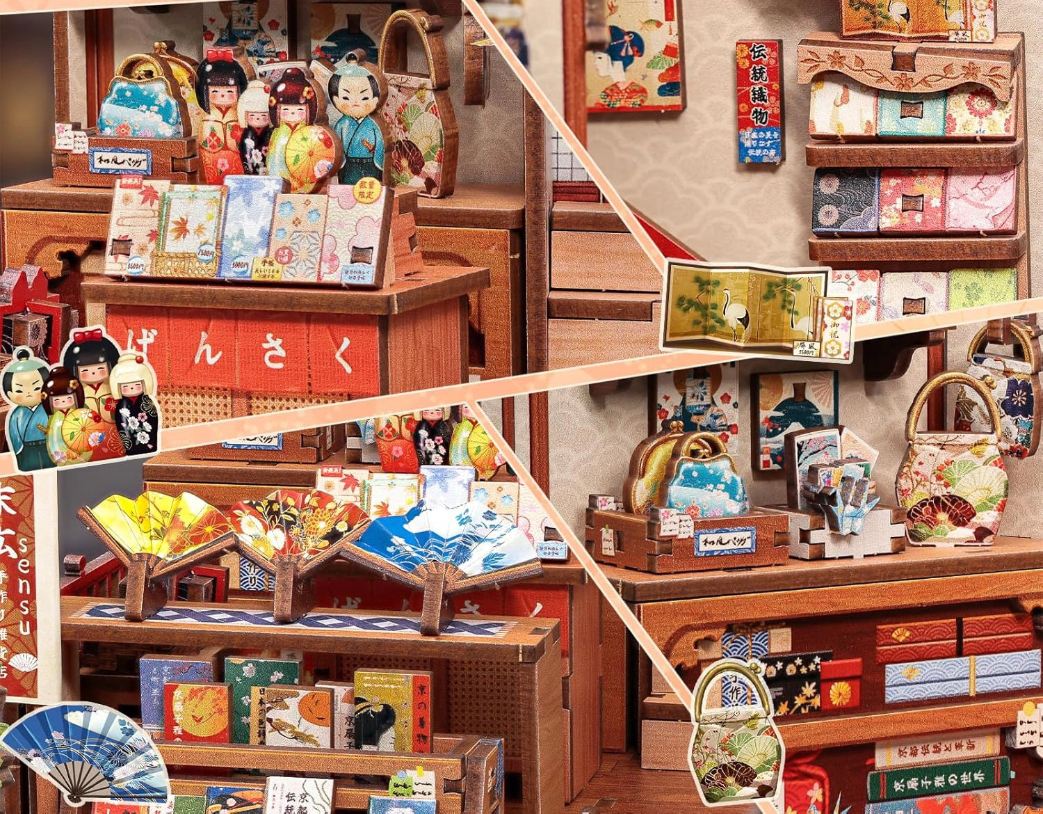 Loja Japonesa de Leques Casa Miniatura DIY