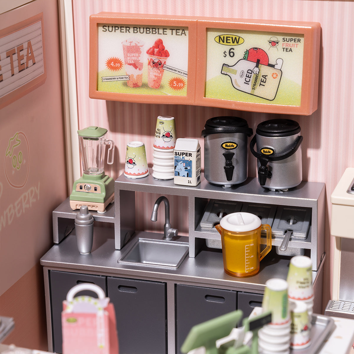 Loja Super Bubble Tea Casa Miniatura DIY
