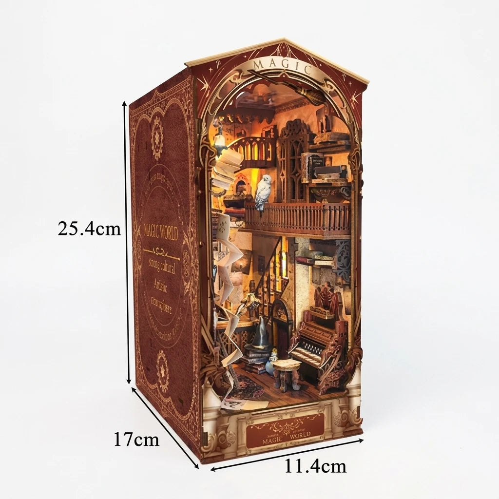 mundo magico book nook diy - imagem dimensoes