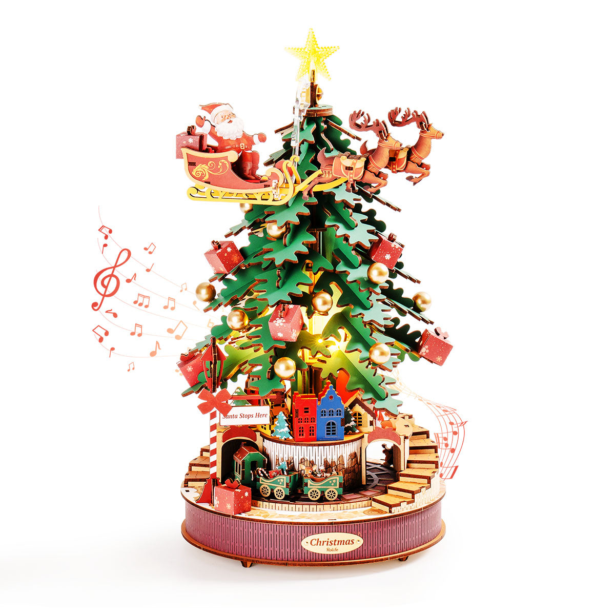 Natal Encantado – Árvore Musical Quebra-cabeça 3D em Madeira DIY