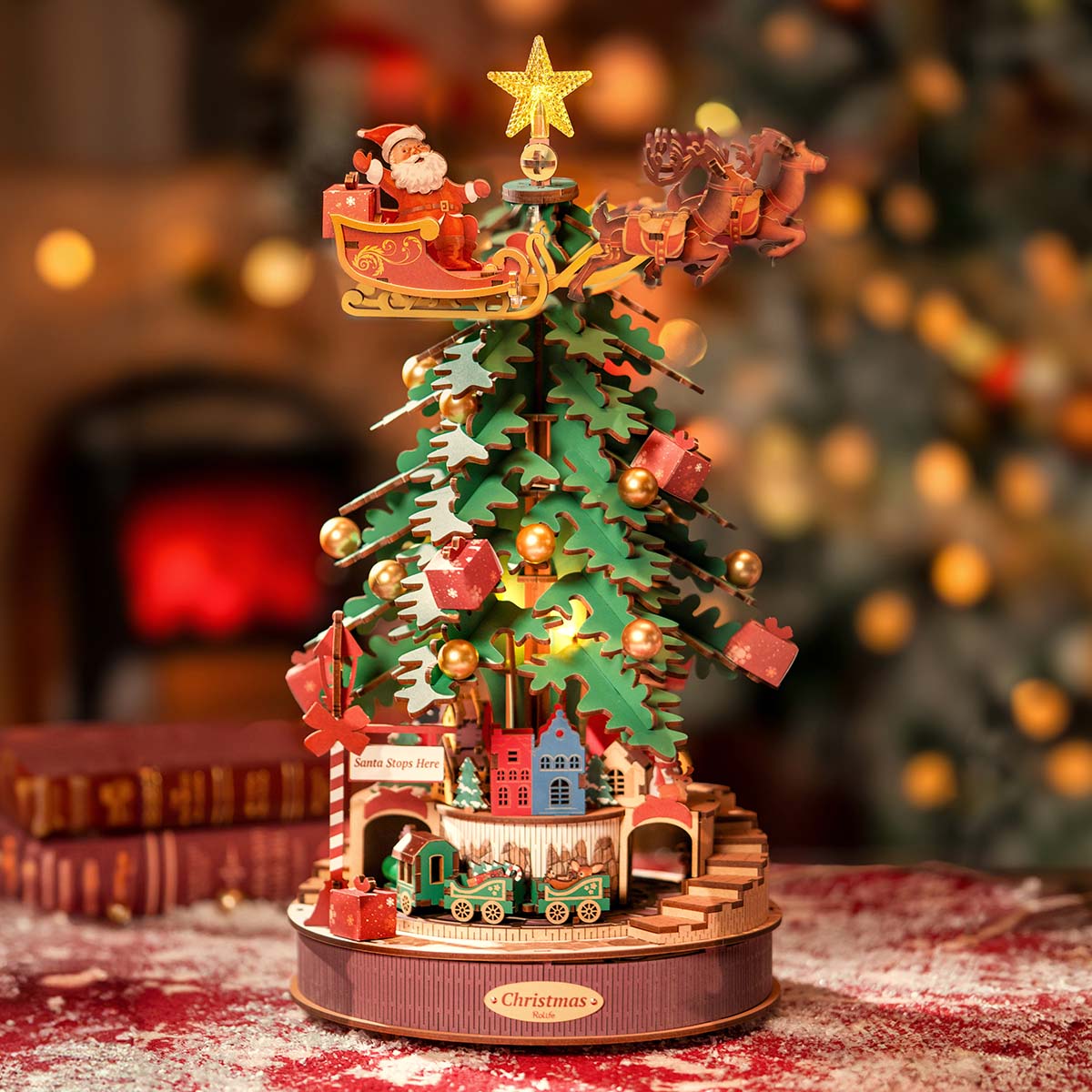 Natal Encantado – Árvore Musical Quebra-cabeça 3D em Madeira DIY