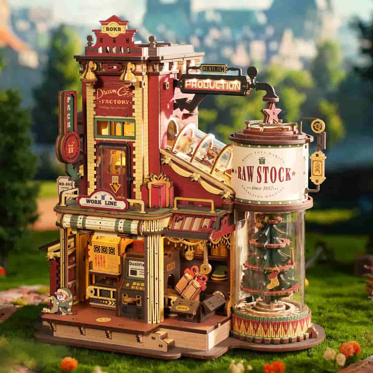 Natal Encantado - Fábrica Musical do Papai Noel Quebra-cabeça 3D em Madeira DIY