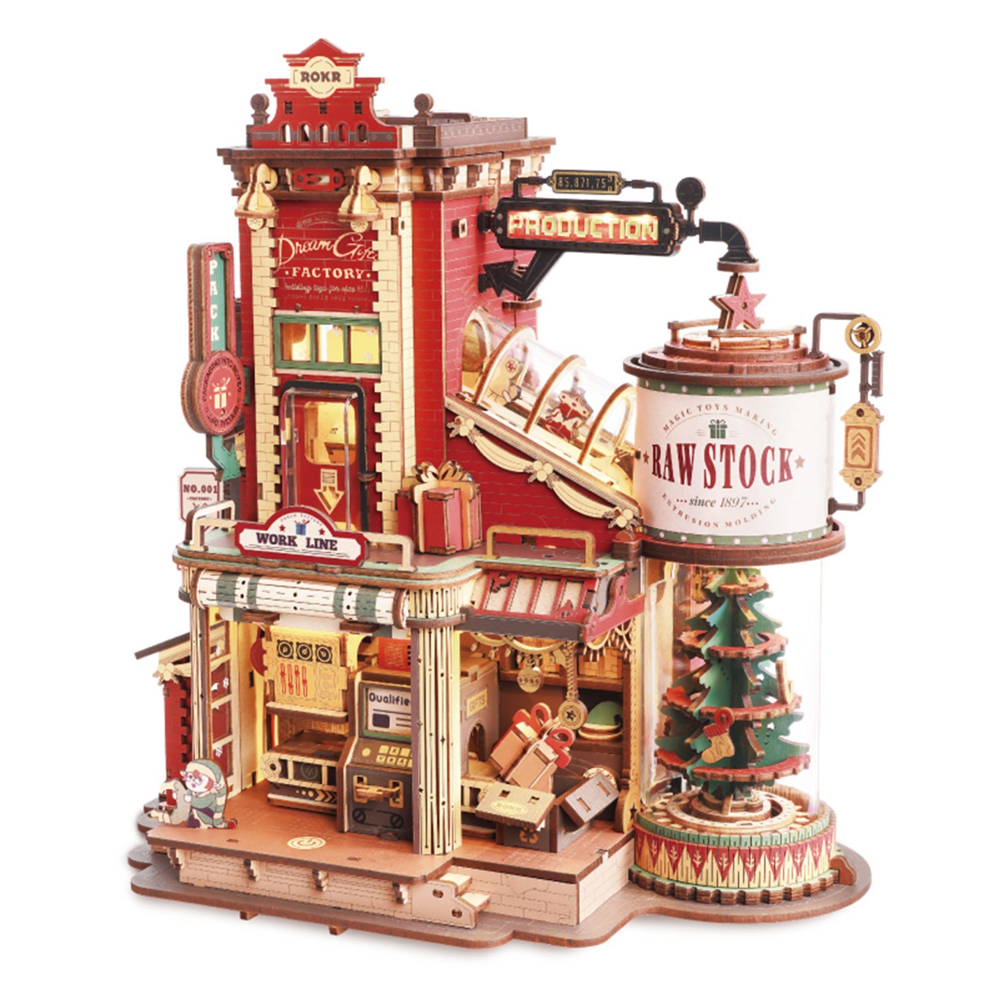 Natal Encantado - Fábrica Musical do Papai Noel Quebra-cabeça 3D em Madeira DIY