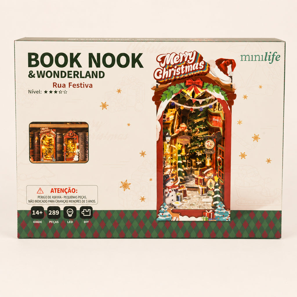 natal encantado rua festiva book nook diy - imagem caixa do produto