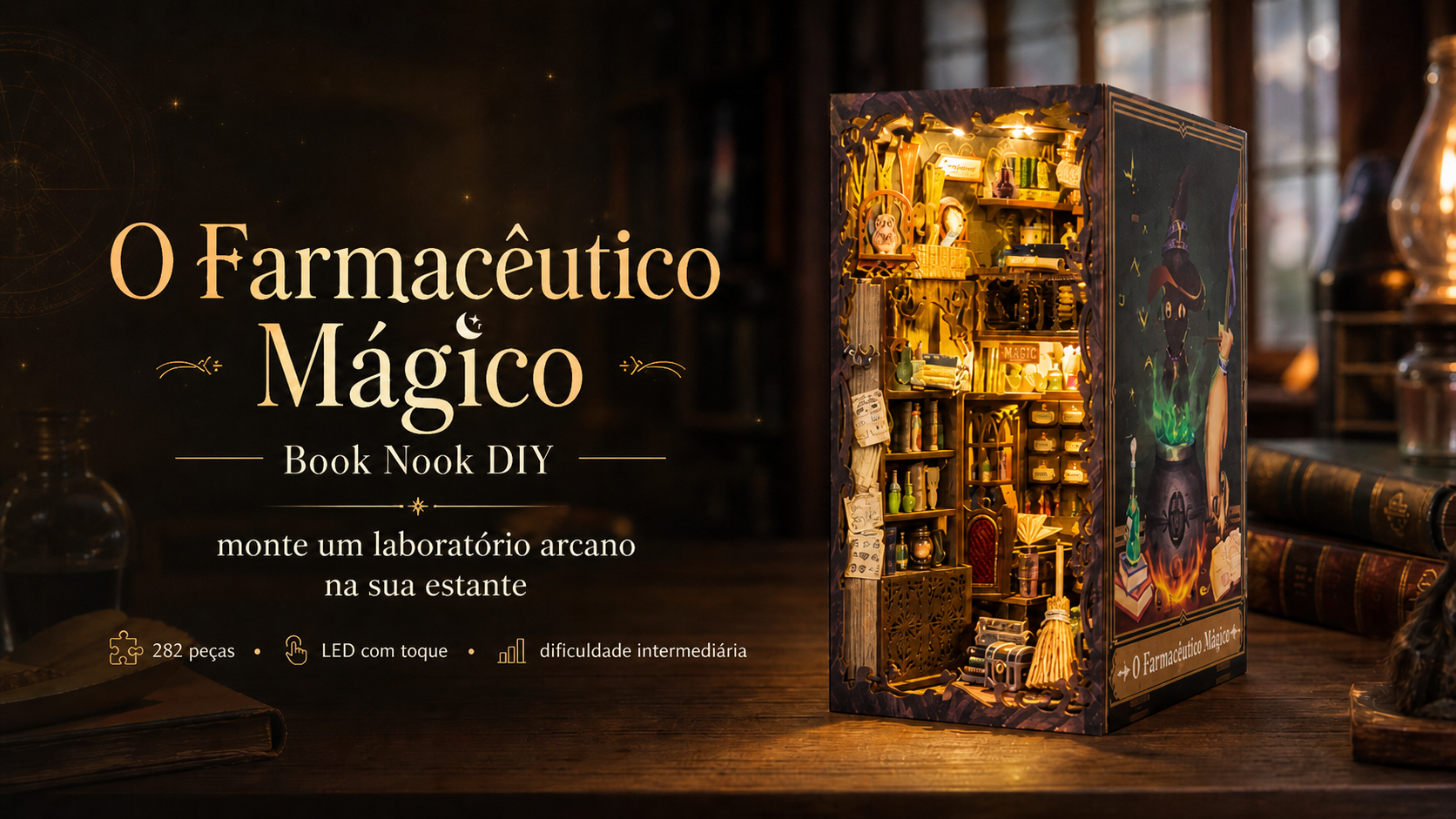 o farmaceutico magico book nook diy - banner horizontal 1