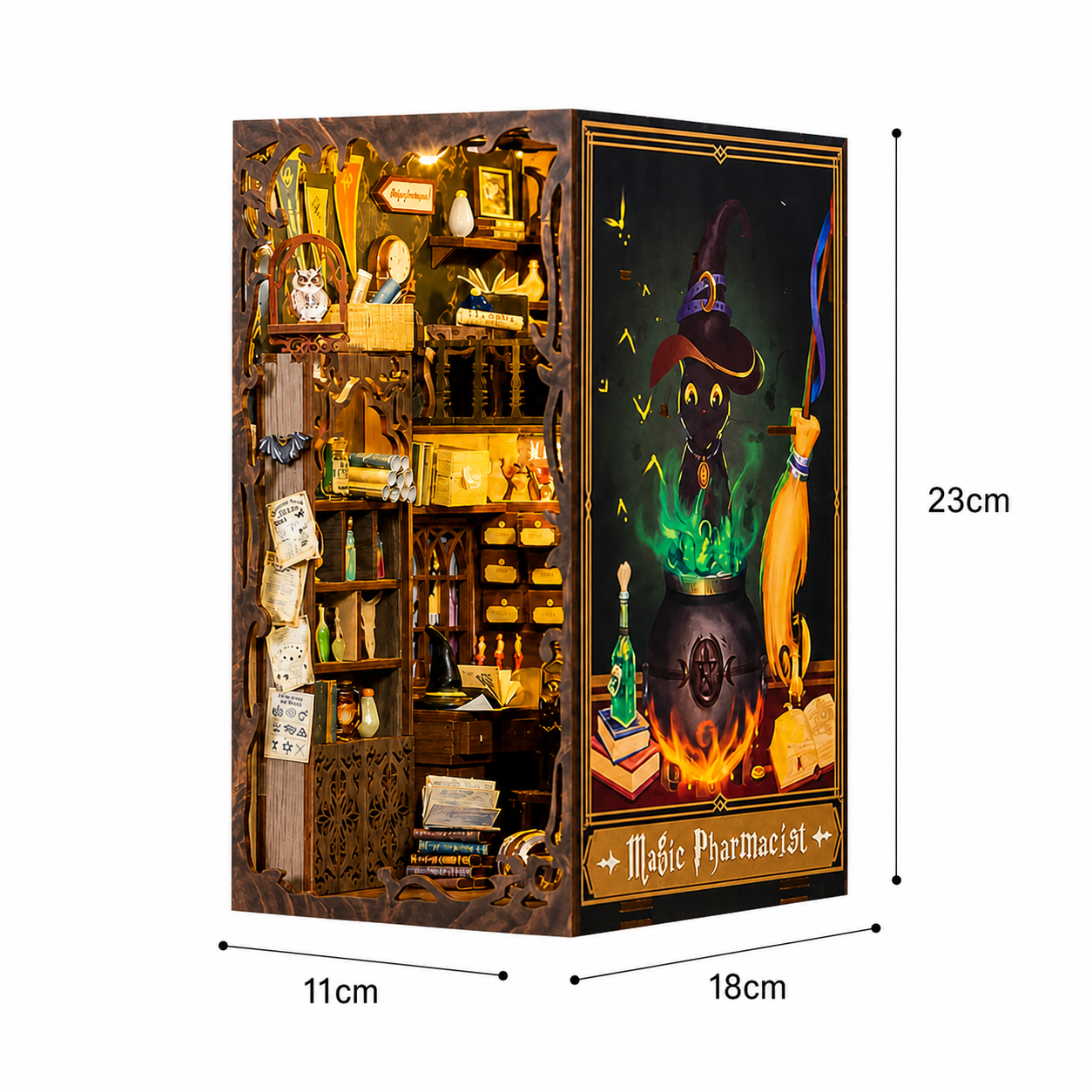 o farmaceutico magico book nook diy - imagem dimensoes