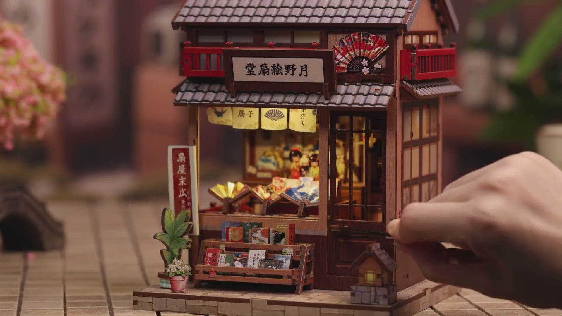 loja japonesa de leques casa miniatura diy - porta abrivel video