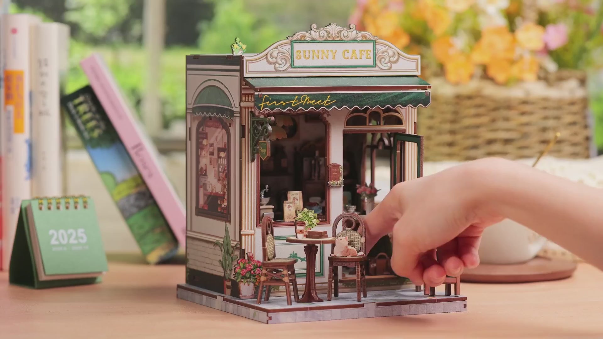 cafeteria ensolarada casa miniatura diy - luz led video