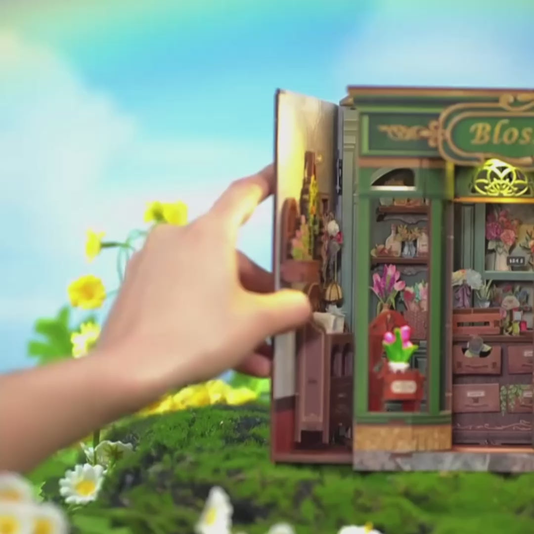 floricultura encantada casa miniatura book nook diy - porta abrivel video
