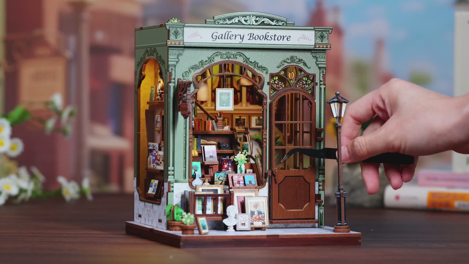 livraria galeria de arte casa miniatura diy - porta abrivel video