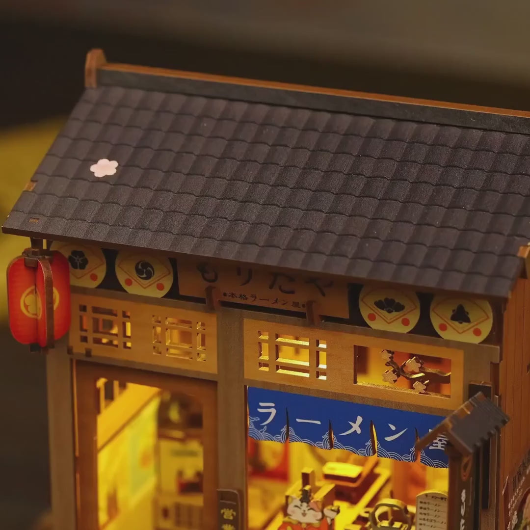 restaurante japones de ramen casa miniatura diy - luz led video