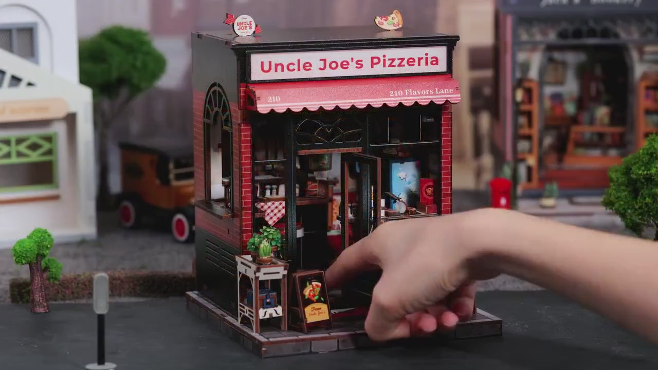 pizzaria tio joe casa miniatura book nook diy - luz led video