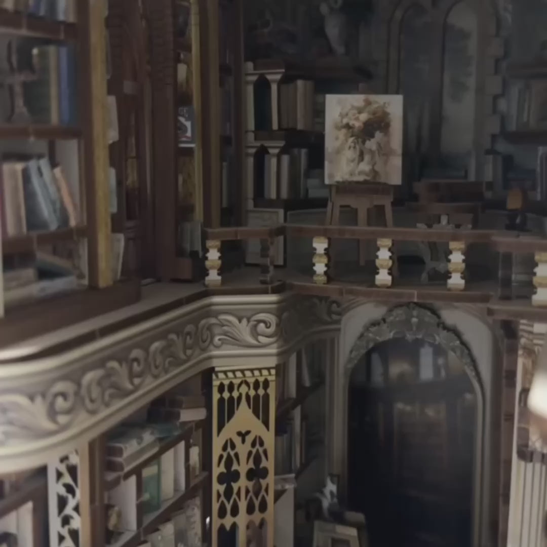 biblioteca dos sonhos barrocos book nook diy - luz led video