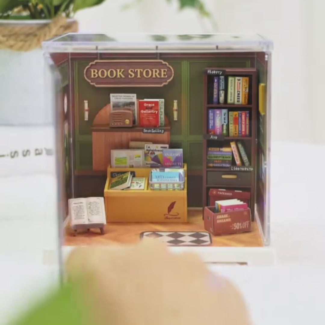 livraria nostalgica casa miniatura - caixa protetora video