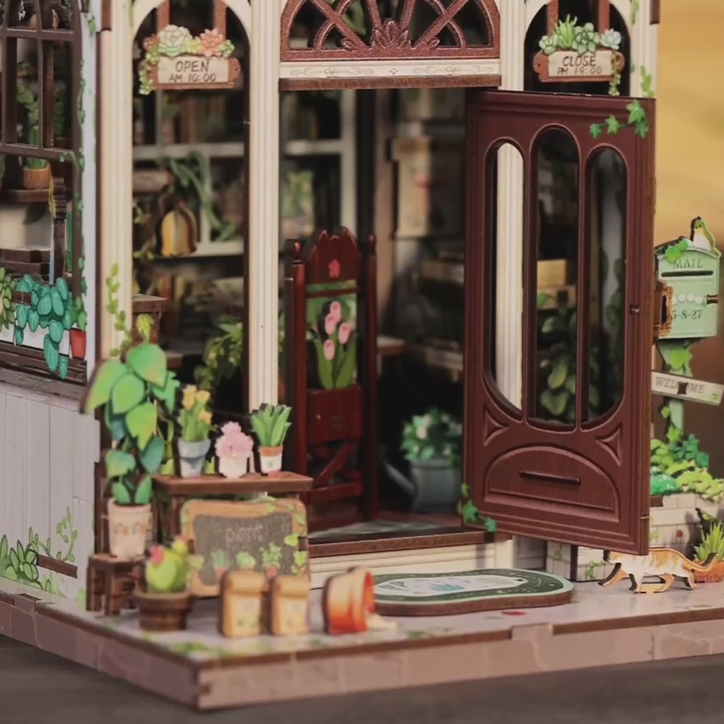 vida verde livraria casa miniatura diy - luz led video