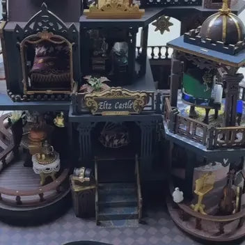 castelo medieval de eltz casa miniatura diy - luz led video