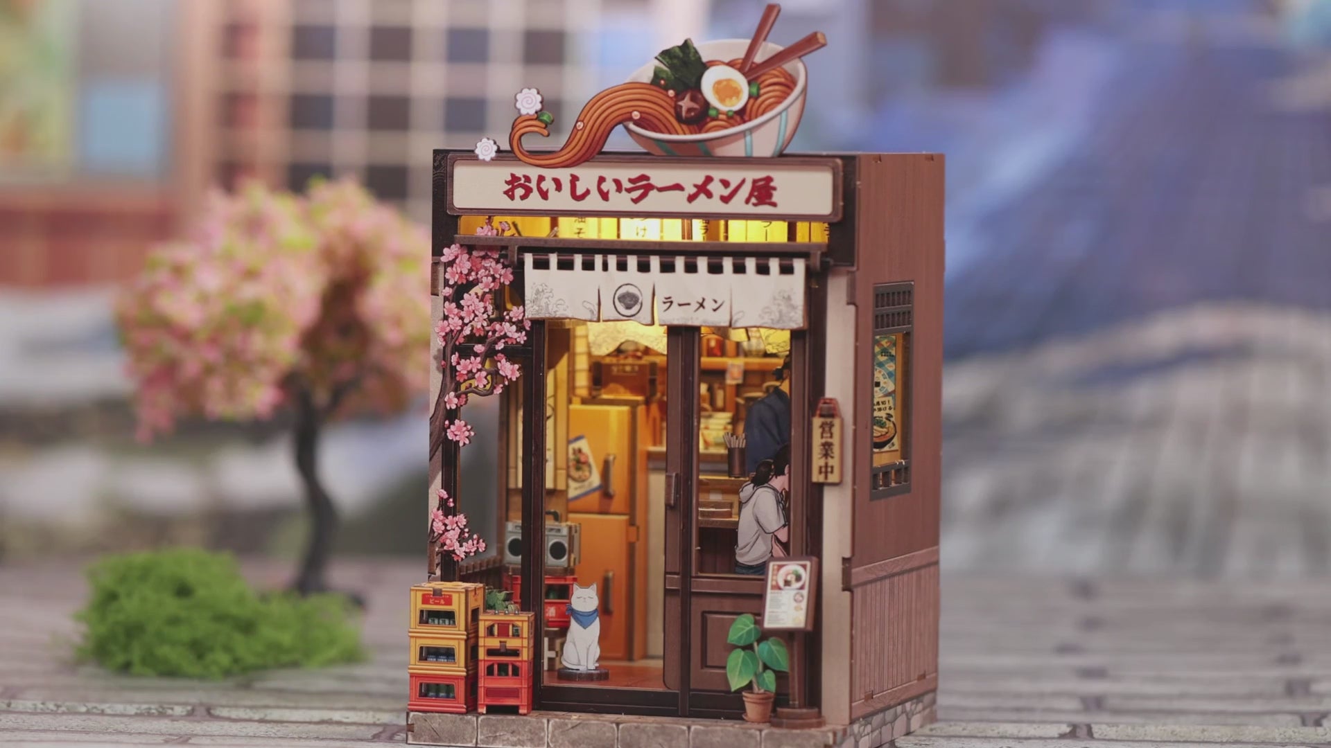 restaurante japones oishii kyoto casa miniatura diy - luz led video