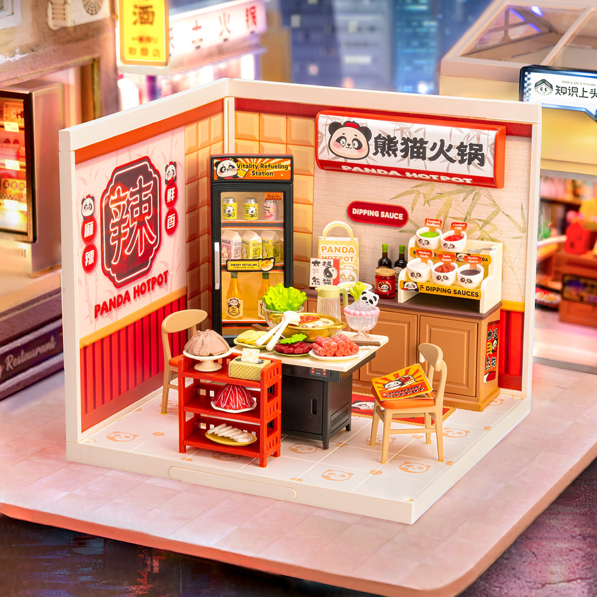 Restaurante Panda Hot Pot Casa Miniatura DIY