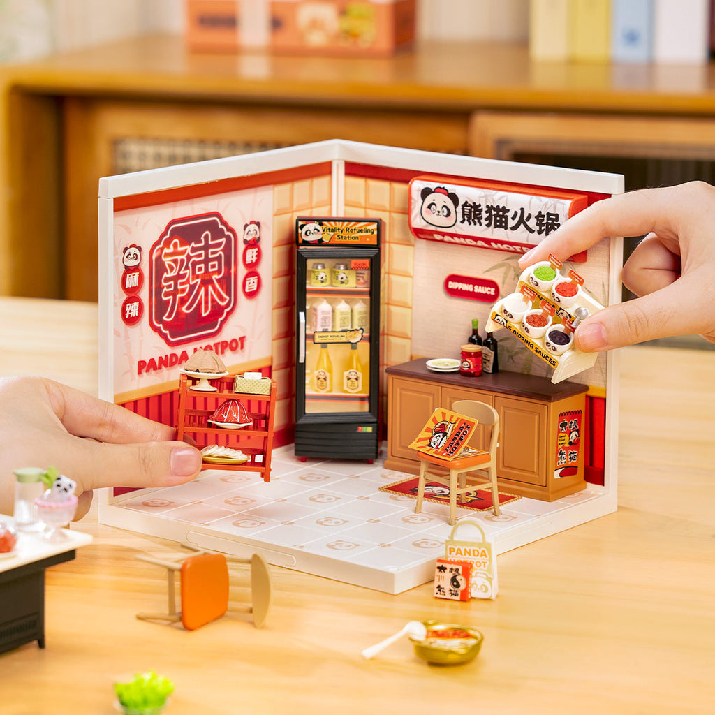 Restaurante Panda Hot Pot Casa Miniatura DIY