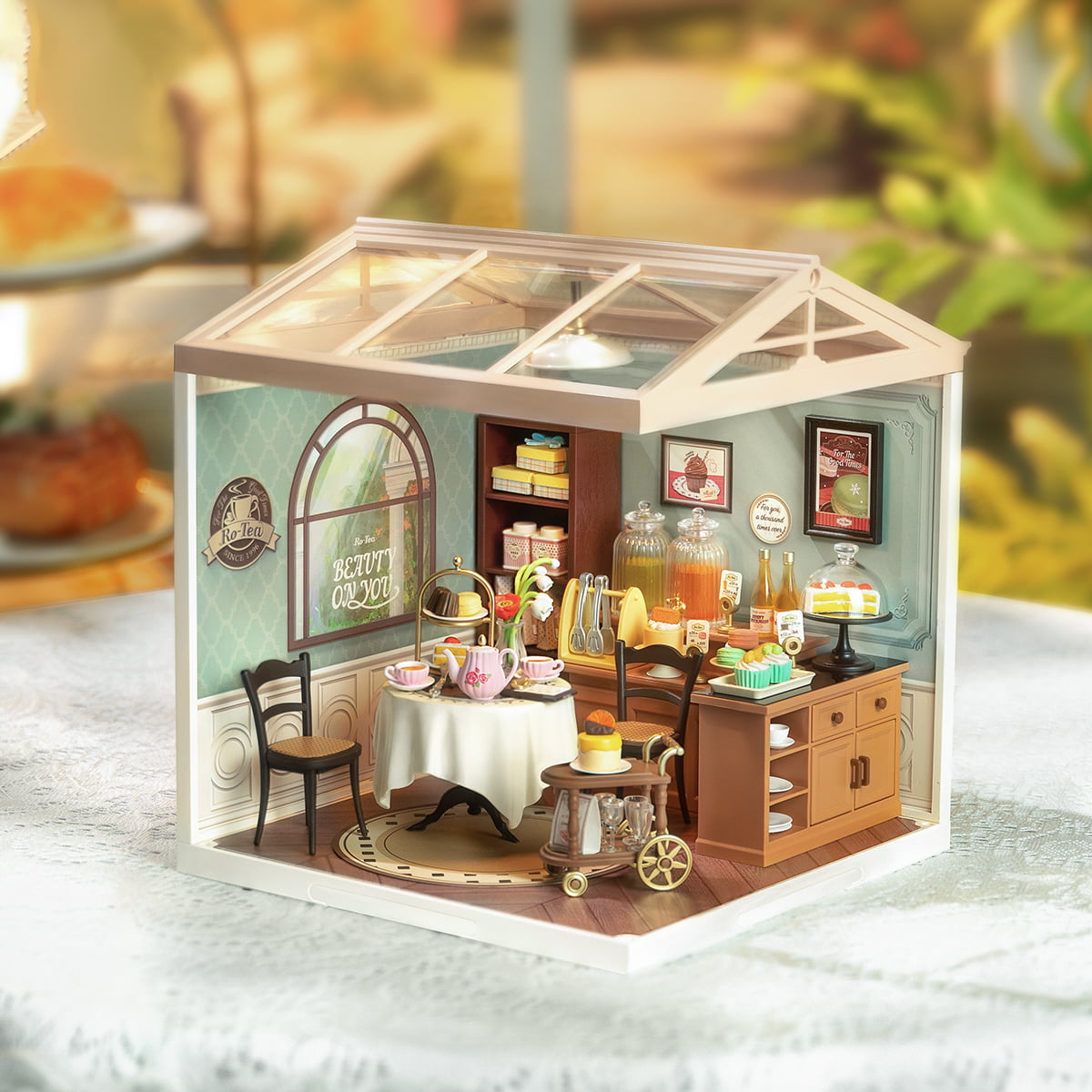 Sala de Chá Encantadora Casa Miniatura DIY