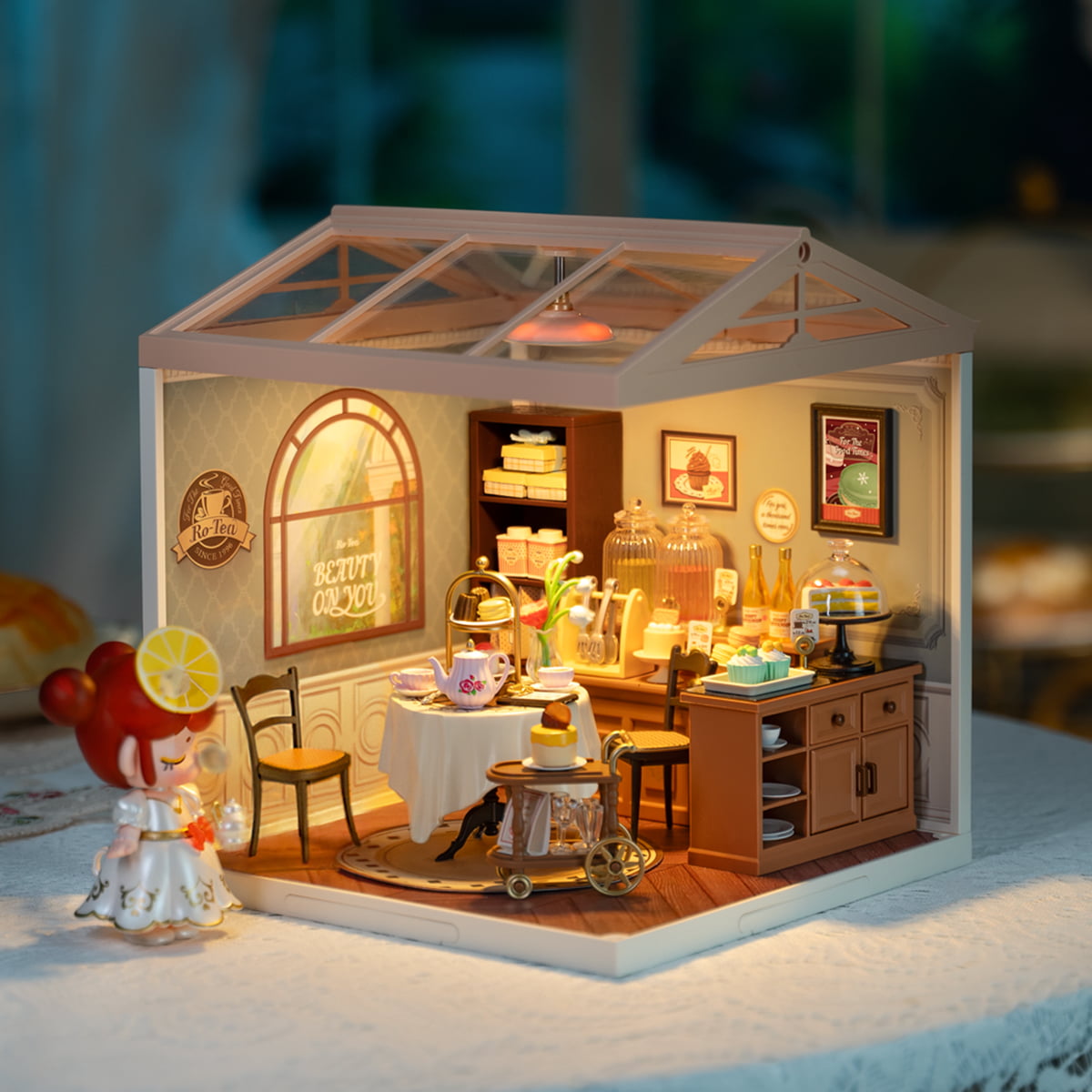 Sala de Chá Encantadora Casa Miniatura DIY