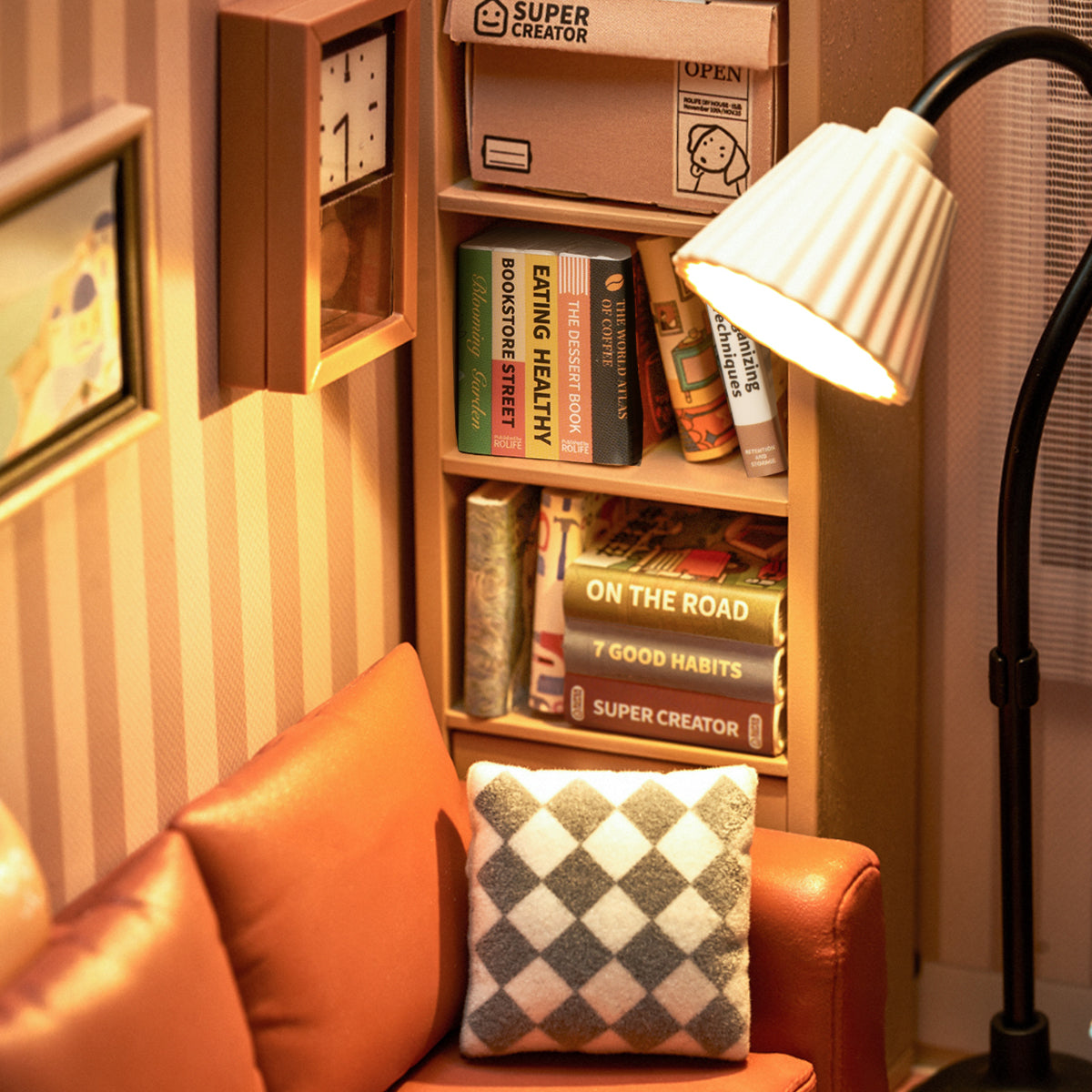 Sala de Estar Aconchegante Casa Miniatura DIY