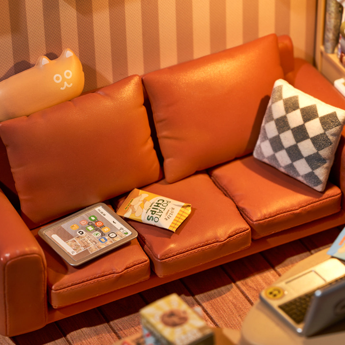 Sala de Estar Aconchegante Casa Miniatura DIY