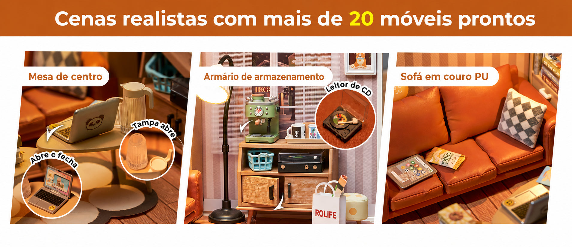 sala de estar aconchegante casa miniatura - banner horizontal 1