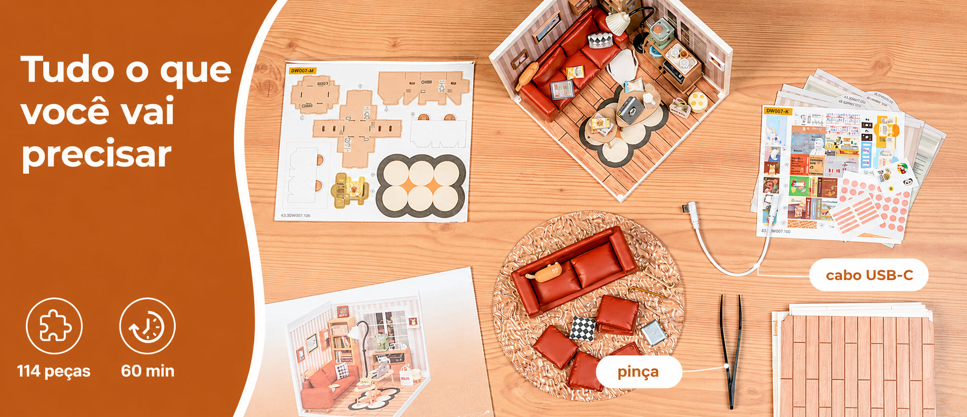 sala de estar aconchegante casa miniatura - montagem imagem 1