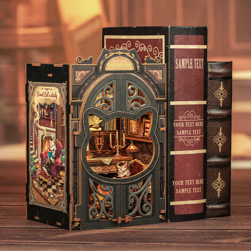 Sala de Estudo do Conde Gato Book Nook DIY