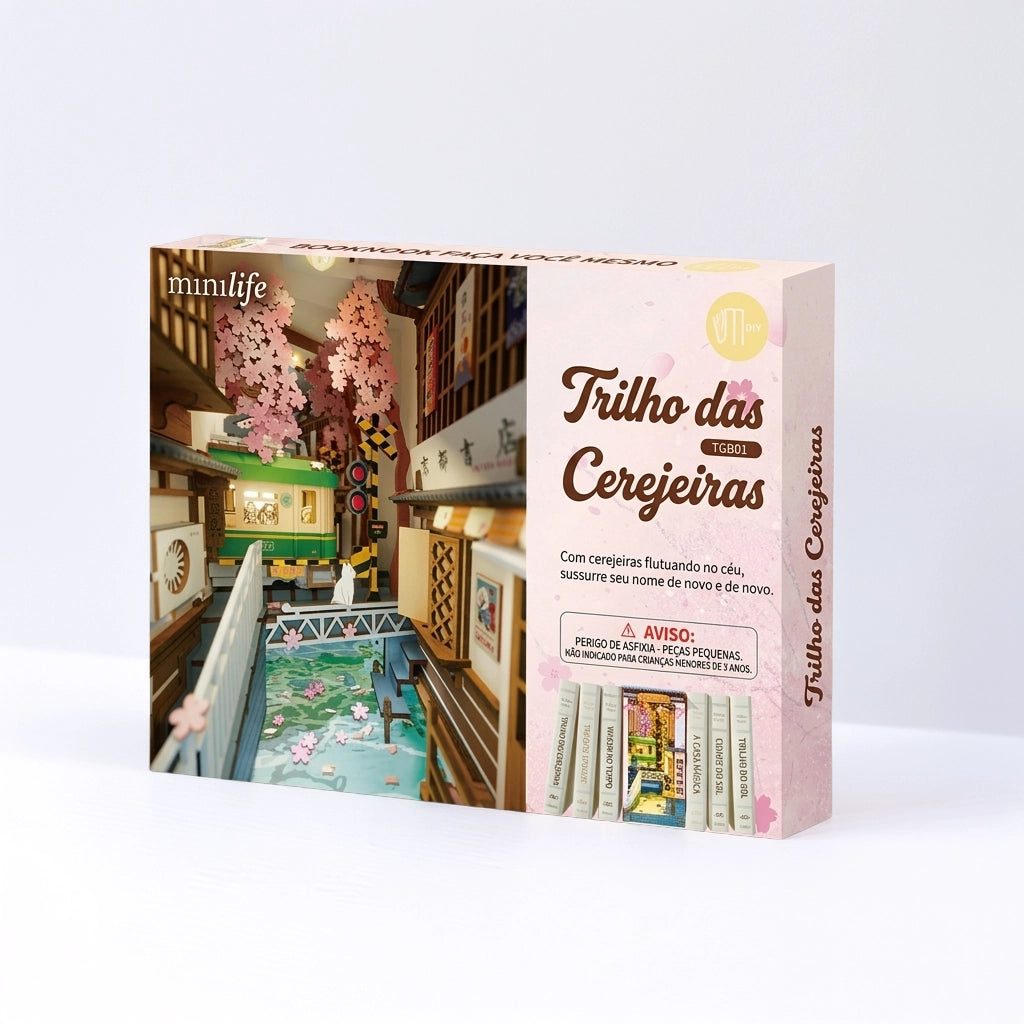 trilho das cerejeiras book nook diy - imagem caixa do produto