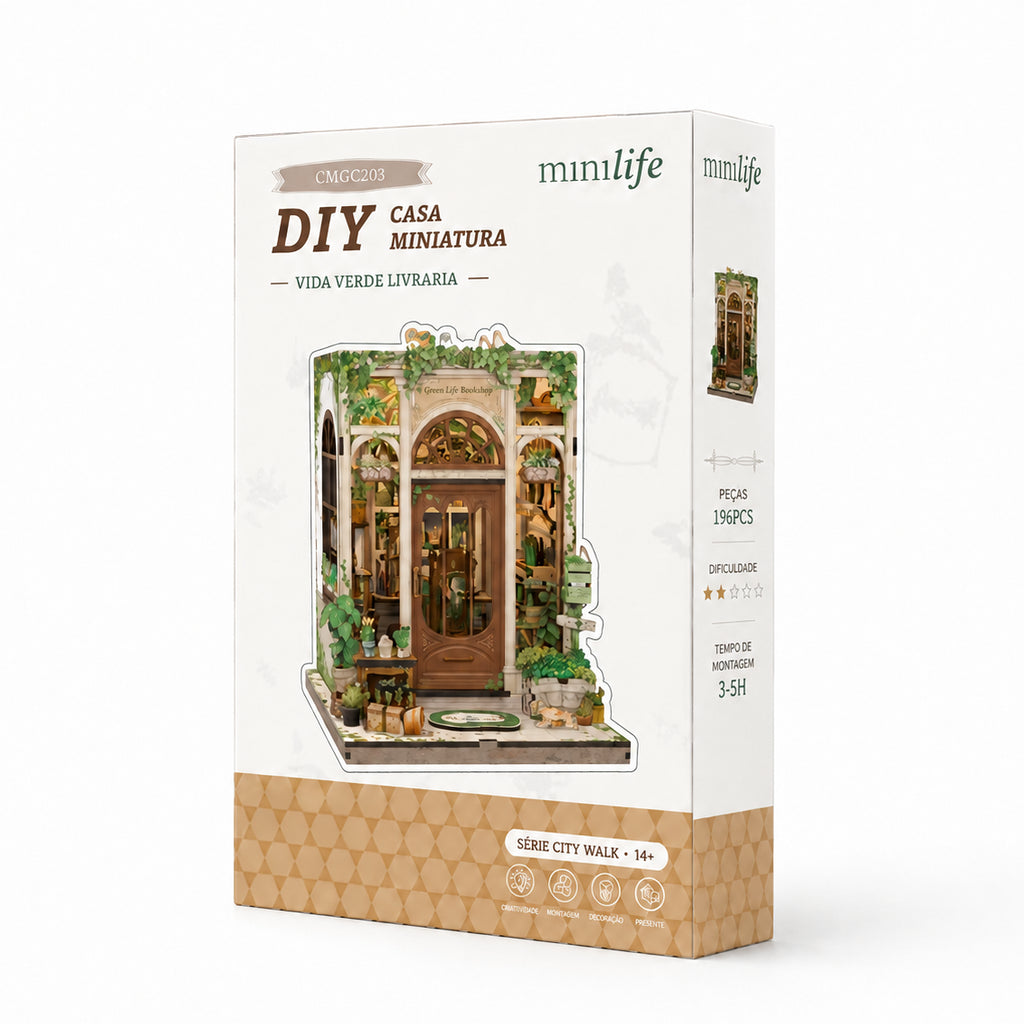 vida verde livraria casa miniatura diy - imagem caixa do produto